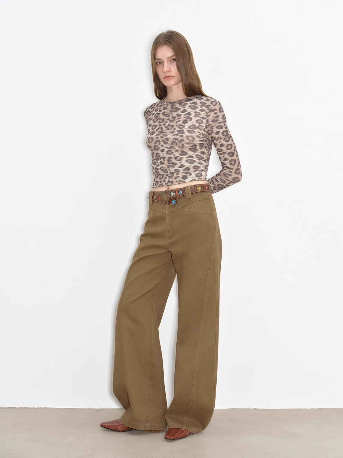 "Street Step" Retro distressed casual style straight slant pocket casual scimitar bloomers-1