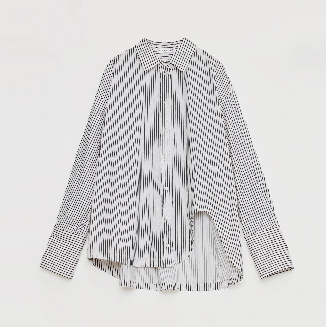 "Striped Fantasy" Casual Asymmetric Slanted Front Two-Wear Striped Long Sleeve Shirt-5
