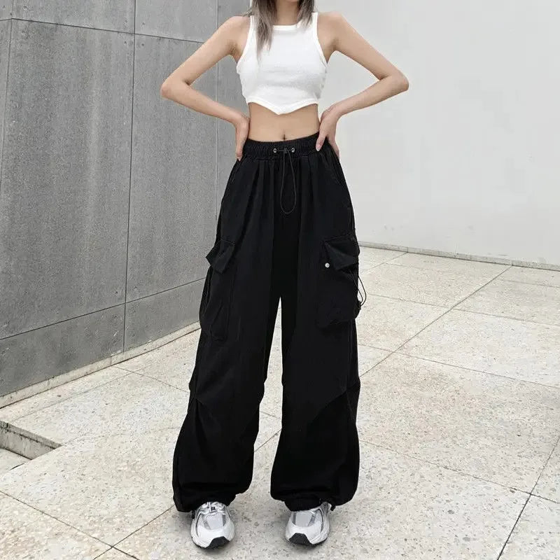 American retro tooling slacks female drape straight beam foot trousers