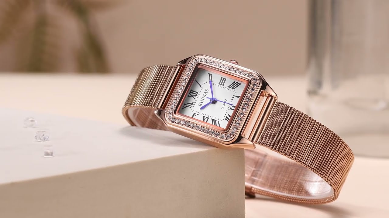 RUIMAS Fashion Stainless Steel Mesh Women Bracelet Watches Luxury Square Ladies Quartz Casual Wristwatches Female Dress Clock-6