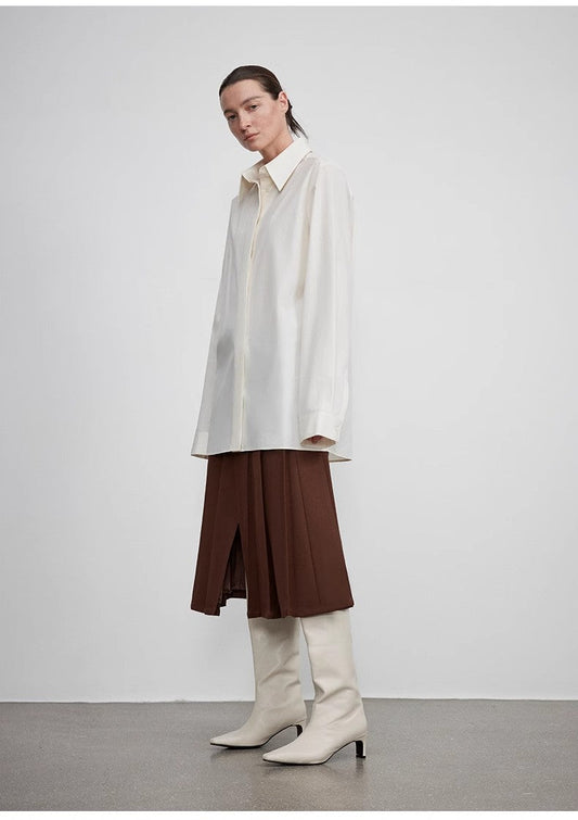 Long shirt with high-end drapey temperament top for women