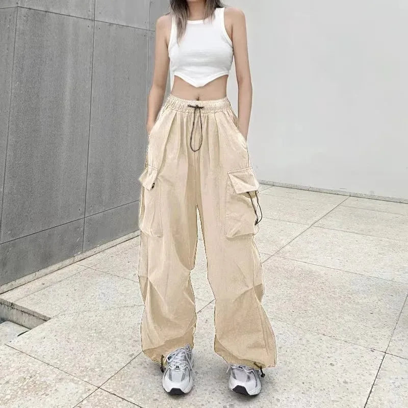 American retro tooling slacks female drape straight beam foot trousers