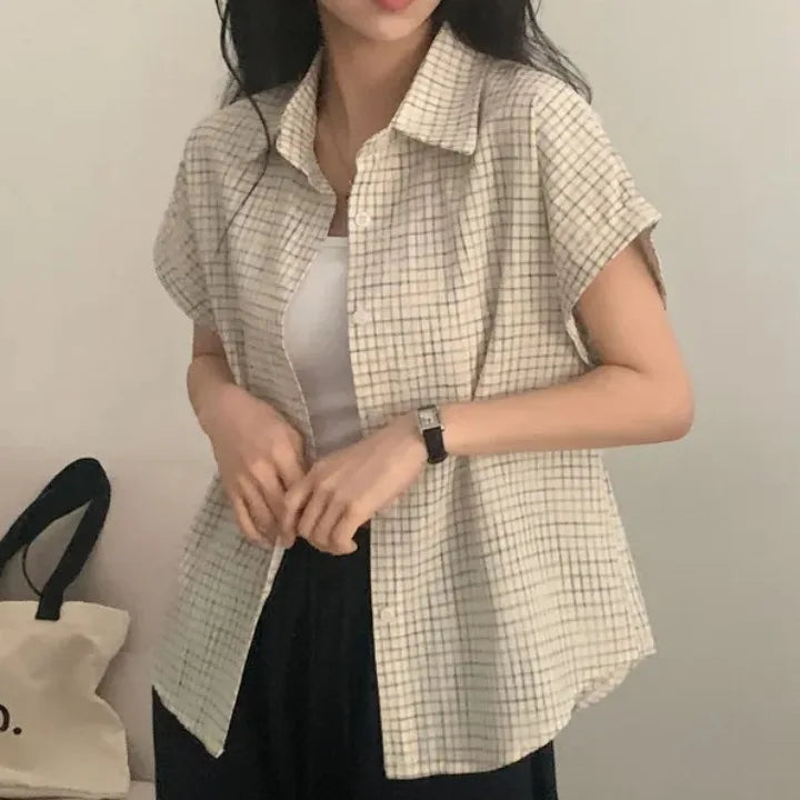 Retro Summer Cheered Women's Loose Casual Single Buttoned Chic shirt