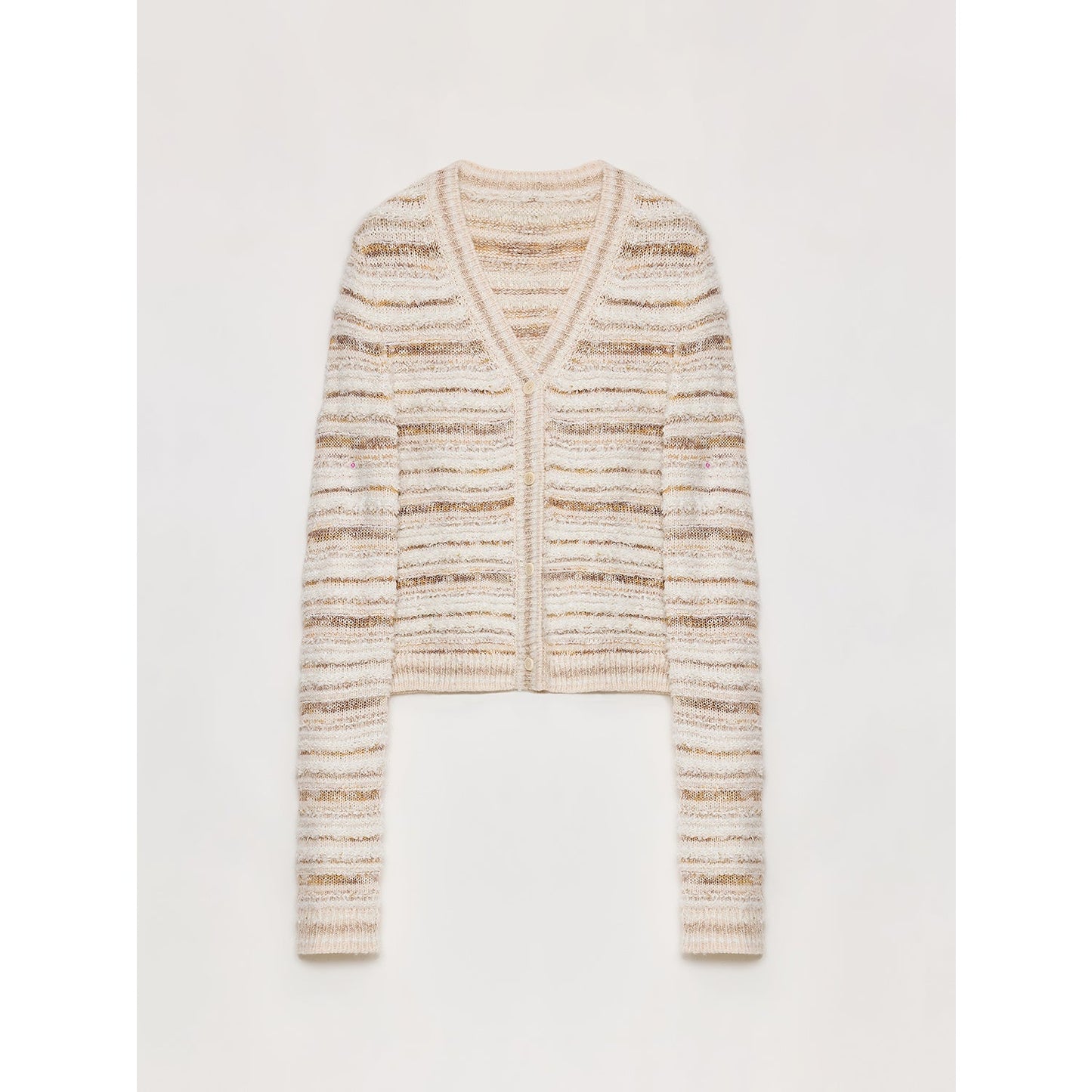 "Nice Weekend" striped mixed woven V-neck early spring layered knitted cardigan top/vest