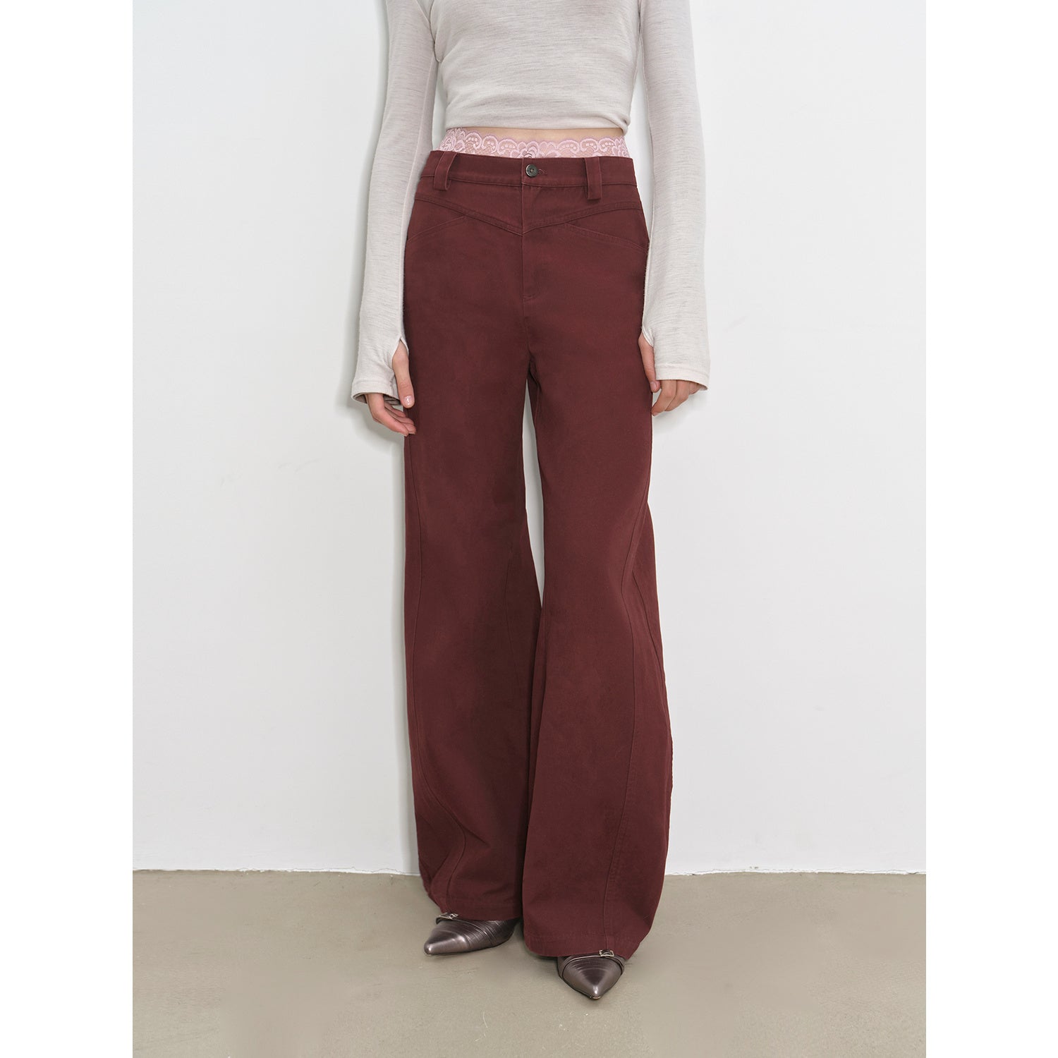 "Street Step" Retro distressed casual style straight slant pocket casual scimitar bloomers-6