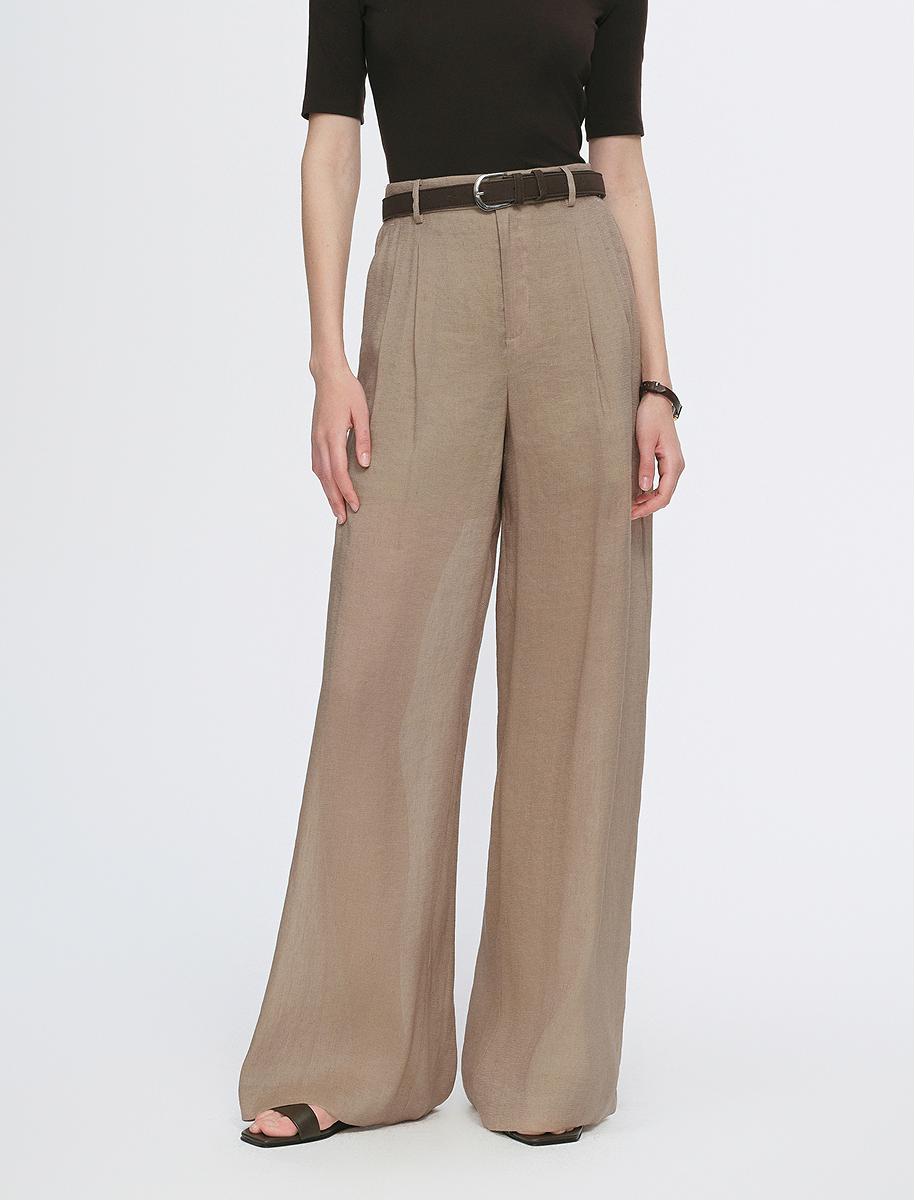 Breathable mulberry silk linen long-sleeved shirt and trousers set-1