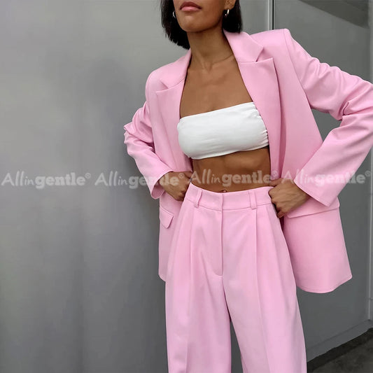 Suit for Women 2 Piece Set Regular Fit Single Button Dress Pants