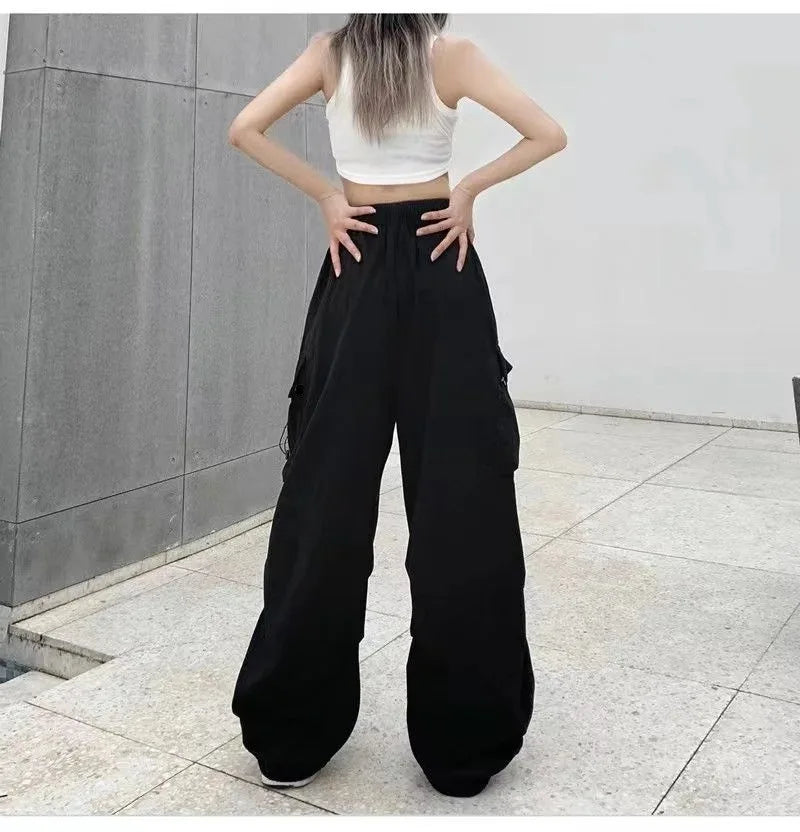 American retro tooling slacks female drape straight beam foot trousers