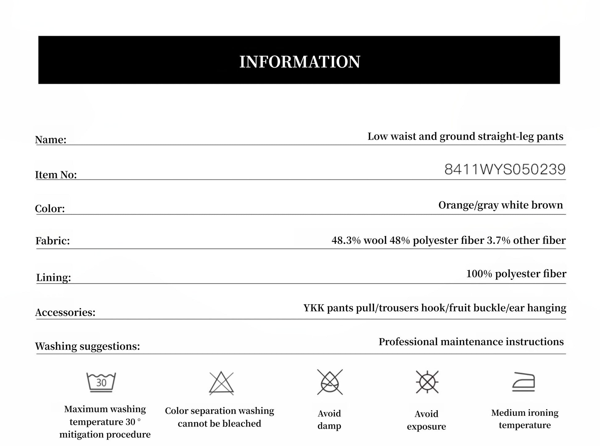 "Leisure Moments" classic low-waisted loose casual straight pants exquisite fashion sense casual pants for women-3