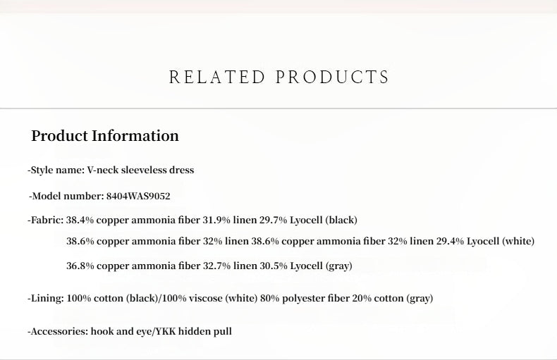 Lightweight and zero-pressure cupro linen textured anti-wrinkle V-neck sleeveless A-line dress-3