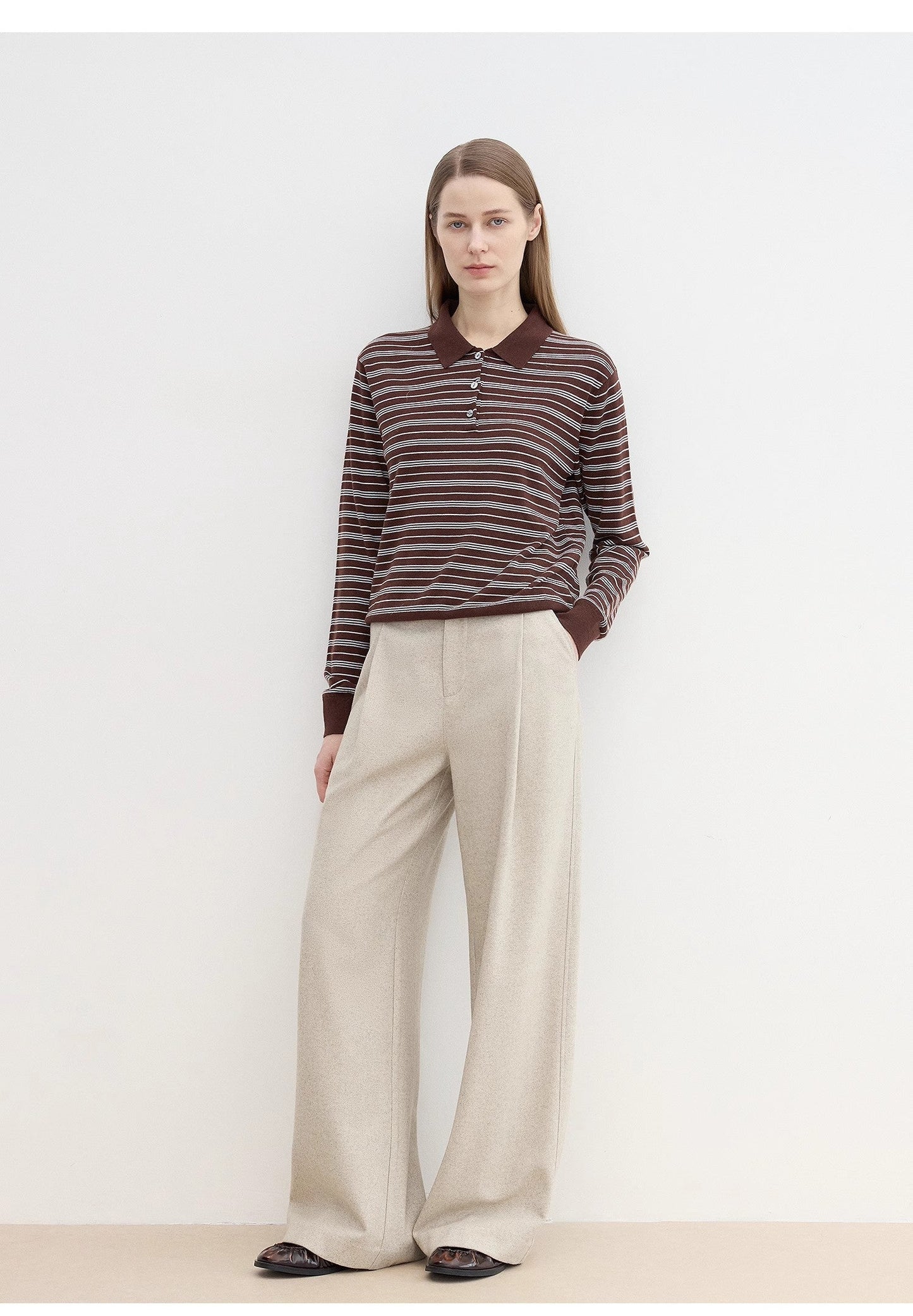 "Leisure Moments" classic low-waisted loose casual straight pants exquisite fashion sense casual pants for women-4