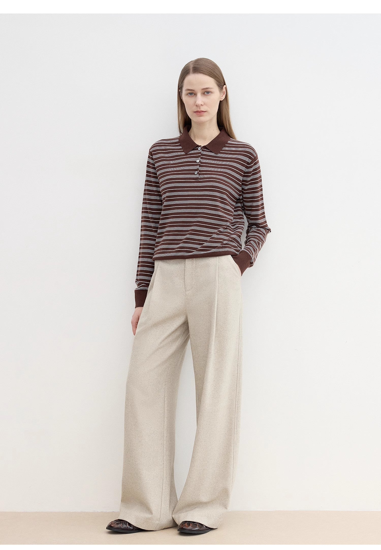 "Leisure Moments" classic low-waisted loose casual straight pants exquisite fashion sense casual pants for women-4