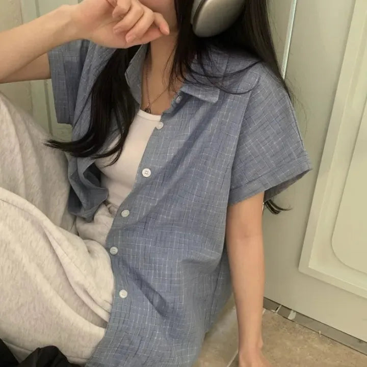 Retro Summer Cheered Women's Loose Casual Single Buttoned Chic shirt