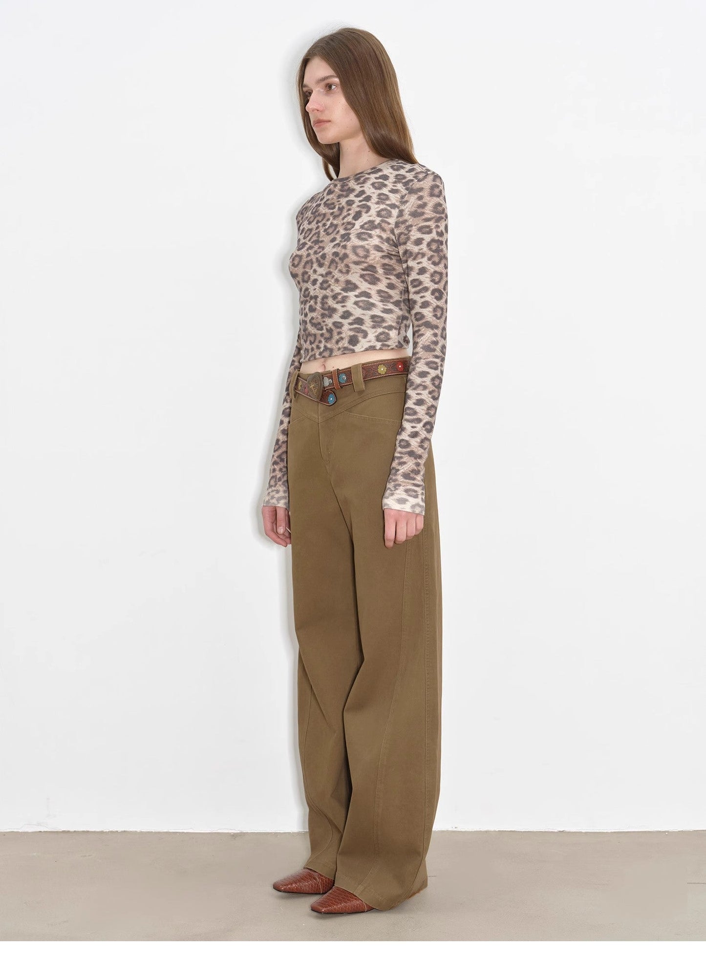 "Street Step" Retro distressed casual style straight slant pocket casual scimitar bloomers-4