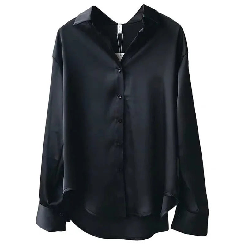 Woman Shirts - Long Sleeve Turn-down Collar Tops