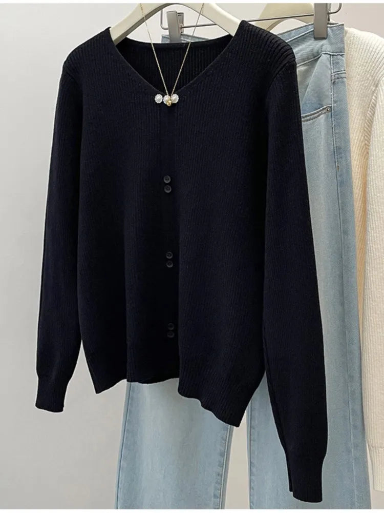 Plus Size V-Neck Pullover Casual Long Sleeve Woman Sweater