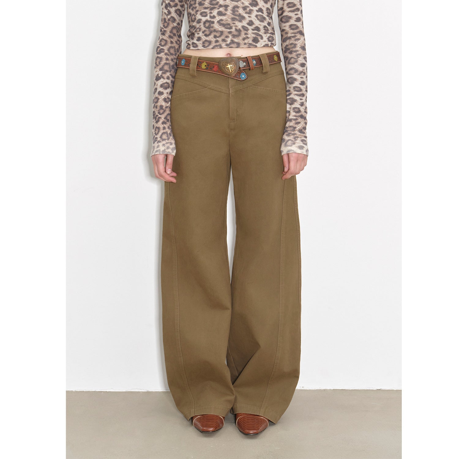 "Street Step" Retro distressed casual style straight slant pocket casual scimitar bloomers-5