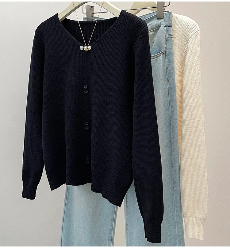 Plus Size V-Neck Pullover Casual Long Sleeve Woman Sweater