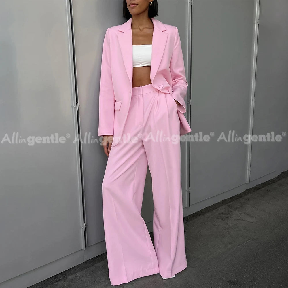 Suit for Women 2 Piece Set Regular Fit Single Button Dress Pants