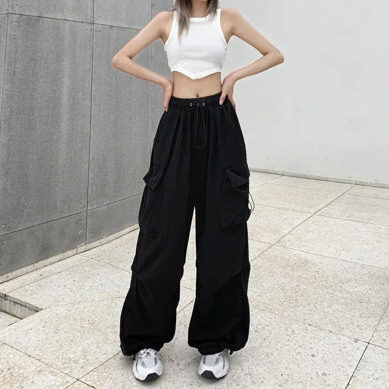American retro tooling slacks female drape straight beam foot trousers
