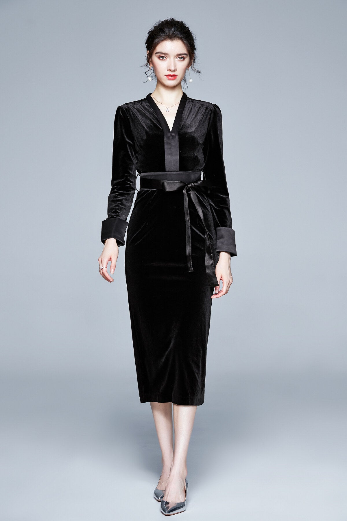 Black Velvet Kimono Dress