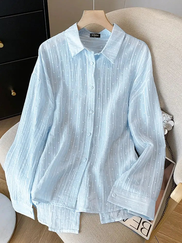 Plus Size VONDA Fashion Long Sleeve Tunics Casual Loose Shirts