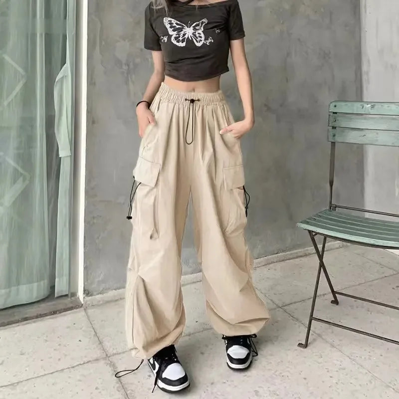 American retro tooling slacks female drape straight beam foot trousers