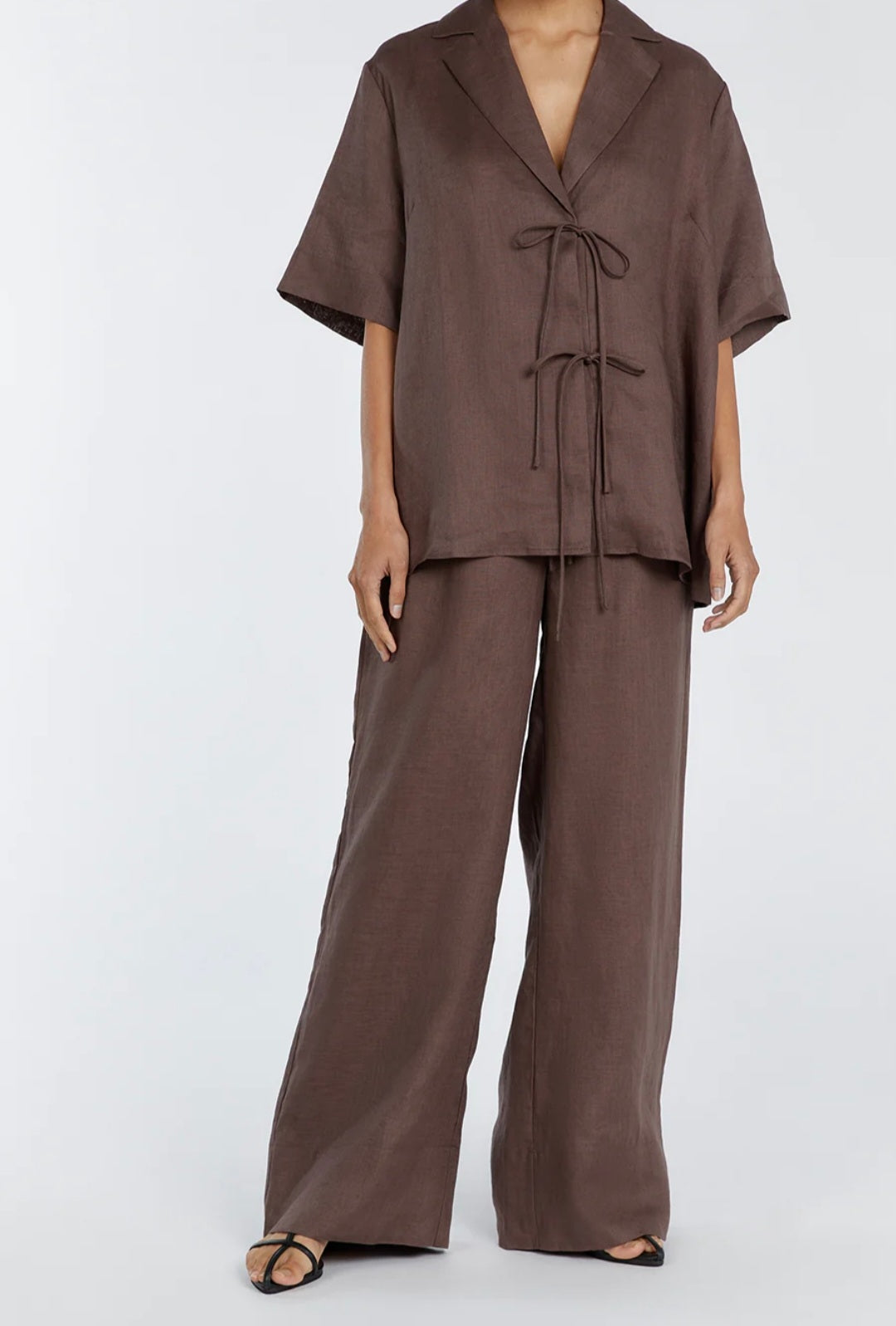 Brown Linen Co ord set | Co-ord set | Linen Clothing | 100% Organic Linen-2