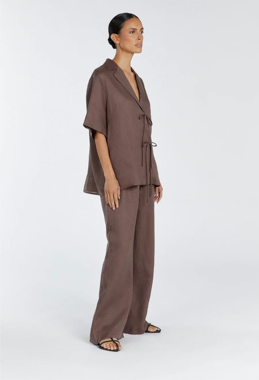 Brown Linen Co ord set | Co-ord set | Linen Clothing | 100% Organic Linen-3